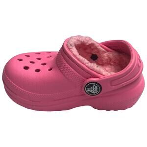 Crocs Girls Size 4C Faux Fur Lined Clogs Pink